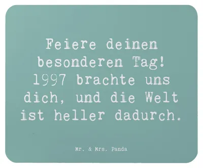 Produktbild von Mr. & Mrs. Panda Mauspad Spruch 1997 Geburtstag - Meeresbrise - Geschenk, computer mousepad, Geburtstagsfreude, Happy Birthday, Liebe und Dankbarkeit, du bist einzigartig