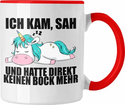 Produktbild von Trendation - Einhorn Tasse mit Spruch Geschenk Arbeitskollege Kollegin Kaffeetasse Büro (Rot)