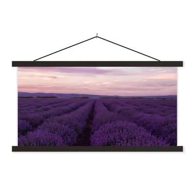 Produktbild von MuchoWow® Textilposter Lavendel - Lila - Blumen - Natur 60x30 cm mit schwarzem Rahmen - Textilien