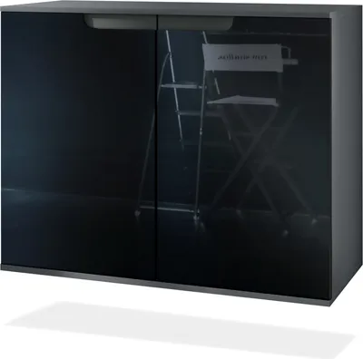 Produktbild von Vladon Kommode Sylt V3, Moderner Küchenschrank mit 2 großen Türen Anthrazit matt / Schwarz Hochglanz (92,5 x 73.5 x 35)