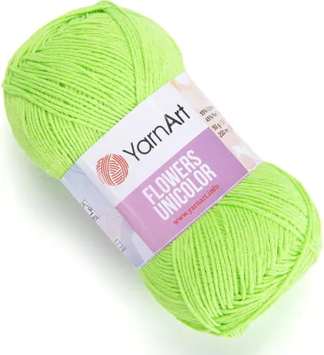 Produktbild von YarnArt Flowers Unicolor Intensiv Grün 760 - Sportgarn 200m/50g Baumwolle-Mix