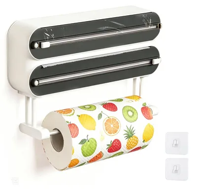 3-in-1 Küchenrollenhalter mit Folien-Dispenser und Schneider