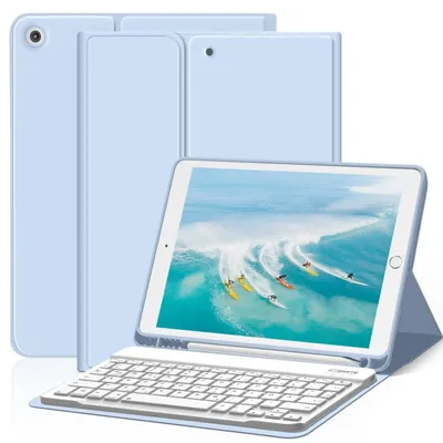 Produktbild von Tastatur Hülle für 9 8 7 Generation 2021 2020 2019 Abnehmbare QWERTZ Tastaturhülle Himmelblau