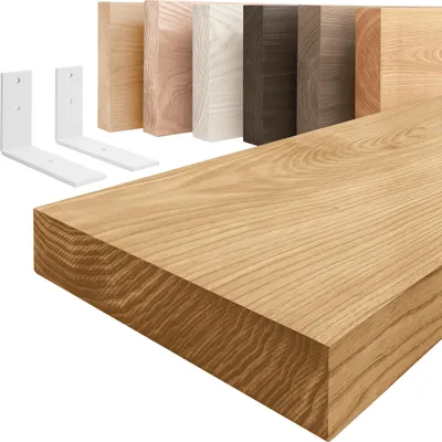 Produktbild von LAMO Manufaktur Wandregal Holz Gerade  |  Regal Farbe: Rustikal | mit weißem Basic Regalträger | 50 cm