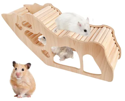 Zdjęcie produktu dla Drewniany domek dla chomika z tunelkiem i kryjówką