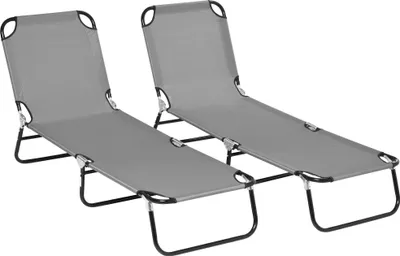 Produktbild von 2er Set Sonnenliege klappbar Gartenliege mit 5-Fach höhenverstellbarer Rückenlehne bis 120kg belastbar