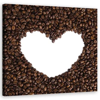 Produktbild von Leinwandbild Kaffeeherz 50x50 Feeby Braun bild für die wand bereit zum aufhängen