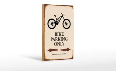 Produktbild von Holzschild Spruch 12x18cm Bike parking only