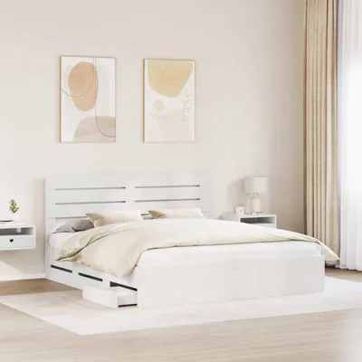 Produktbild von （Robust Möbel） Bettrahmen mit Schubladen Weiß 200 x 200cm Ingenieurs Holz - CL526381 - Klassische BettenJugendbett Tagesbett