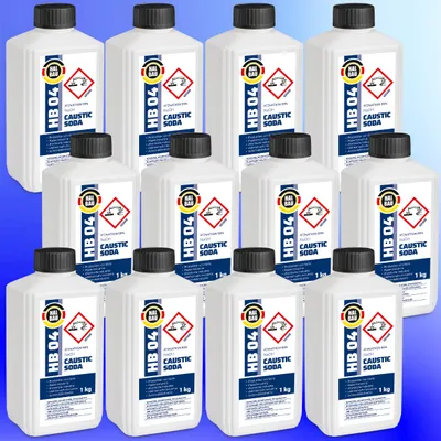Produktbild von 12x1kg HB04 Natriumhydroxid Ätznatron kaustisches Soda NaOH Reiniger D+D-V Flasche sichere Verpackung