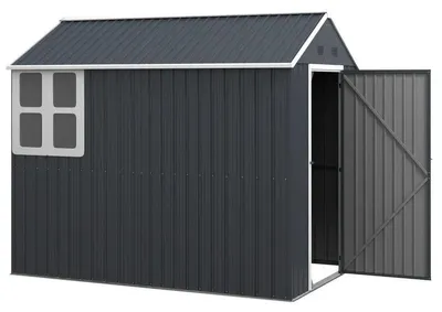 Immagine prodotto di Capanno da giardino in metallo per attrezzi e biciclette | Colore: Grigio | Dimensioni: 172x259x222 cm