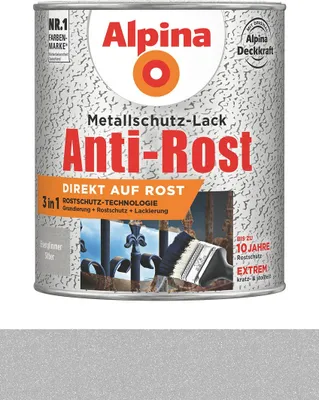 Produktbild von Alpina Metallschutzlack Anti-Rost Eisenglimmer Silber 750 ml