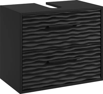Immagine prodotto di Mobile sottolavabo Badplaats Etna 60 x 35 cm nero opaco - Mobile da bagno sospeso con 2 cassetti e materiale di montaggio