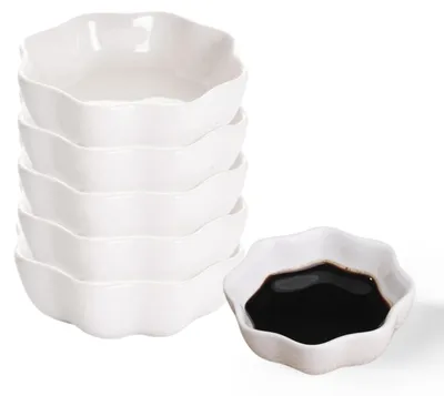 Dipschalen-Set, 6 Stück, 7,5 x 2,5 cm, Porzellan, weiß