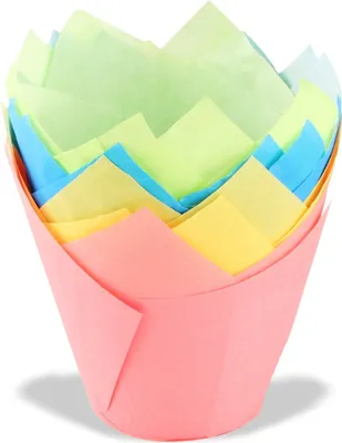 Immagine prodotto di Pirottini di carta Dr. Oetker Tulips, pirottini di carta per muffin colorati, pirottini per cupcakes, muffins e pudding - resistenti al calore fino a 220°C (colore: rosa, turchese, verde, giallo), quantità: 20 pezzi