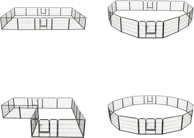 Obrázek produktu pro vidaXL Ohrádka pro psy 16 panelů ocel 60x80 cm černá - Ohrádka pro psy - Psí bouda - Výběh pro psy