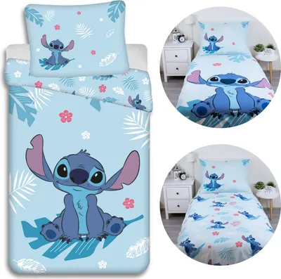 Produktbild von DISNEY Stitch Blaue Baumwolle Kinderbettwäsche, für Mädchen, Reißverschluss, 100% Baumwolle, 140x200cm