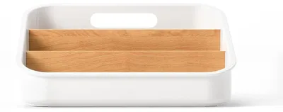Aufbewahrungsbox aus Holz, 27x20x13 cm, mit 2 Trennwänden, Weiß