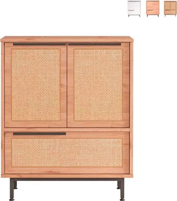 Image de Armoire polyvalente de cuisine 3 portes bois 75x36x90cm Thaon - Beige Jute