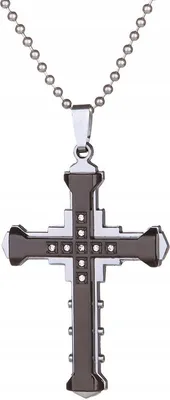 Produktbild von Halskette Anhänger Stahl Handschellen Kreuz schwarz 389