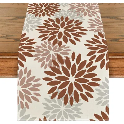 Produktbild von Tischläufer Blumen Dahlien Herbst Braun 40x180 cm 100% Polyester