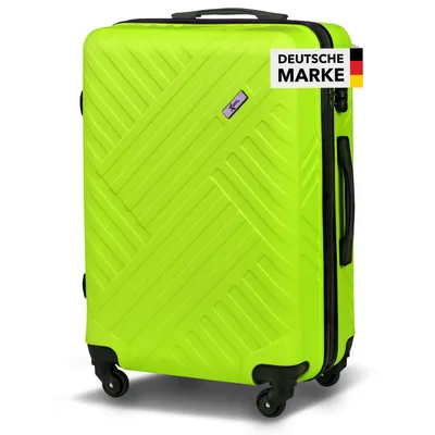 Produktbild von Xonic Design Reisekoffer mit Rollen 360° - ABS Hartschalen-Koffer Trolley mit Zahlenschloss in Handgepäck M-L-XL-Set (Neon Grün, XL)
