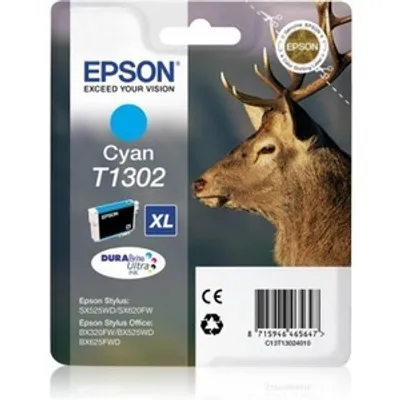 Produktbild von Epson Stag T1302 Hirsch DURABrite Ultra Single Cyan Tinte, Hohe (XL-) Ausbeute, Cyan, 10,1 ml, 1 Stück(e), 765 Seiten