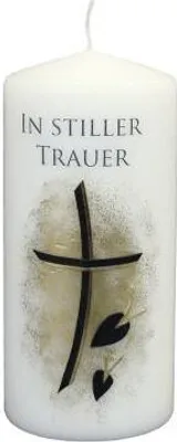 Produktbild von Trauerkerze mit Ornament "In stiller Trauer"