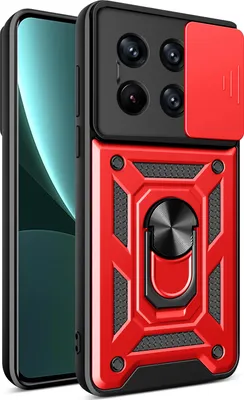 Produktbild von Hülle für Xiaomi 14 Ultra Magnetische Ring Ständer Halter Dia Kameraschutz TPU Bumper Silikon Schutzhülle Rot