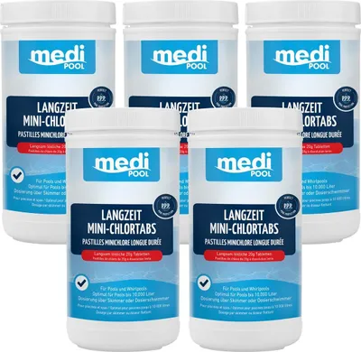 Produktbild von mediPOOL Langzeit-Minichlor Tabs 20 g, Chlortabletten, Chlorlangzeittabletten, Poolreinigung Inhalt:5 kg