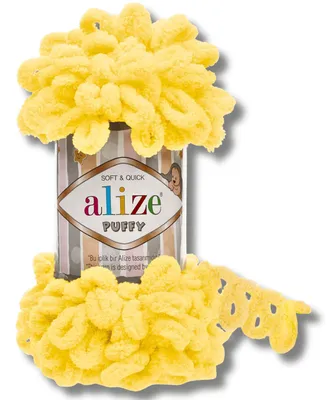 Produktbild von Alize 1x 100g Puffy Wolle, Uni, Häkeln, Stricken (Yellow - 216)