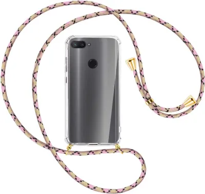 Produktbild von Handykette Backcover-Schutzhülle mit Band (Metall goldfarben) für Xiaomi Mi 8 Lite - rosa Karo