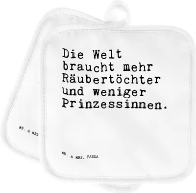 Produktbild von Mr. & Mrs. Panda Kochlappen Die Welt braucht mehr... - Weiß - Geschenk, Prinz, Ofenlappen, Räubertochter, Topfuntersetzer, Topflappenset, Topflappen Set, topfhalter