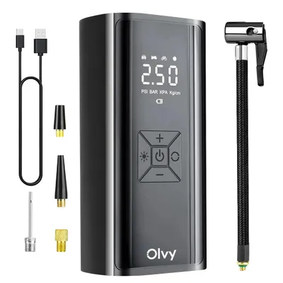 Obrázek produktu pro Olvy vzduchový kompresor 7000 mAh, mini pumpa na pneumatiky, elektrická kompresorová pumpa na kolo, elektrická vzduchová pumpa, mini kompresor na míče do auta na kolo