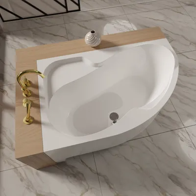 Image de ECOLAM Baignoire d'angle Wela 170x100 cm gauche + tablier Garniture d'écoulement Pieds + silicone Set complet