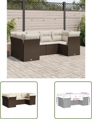 Produktbild von The Living Store 6-tlg. Garten-Sofagarnitur mit Kissen Braun Poly Rattan