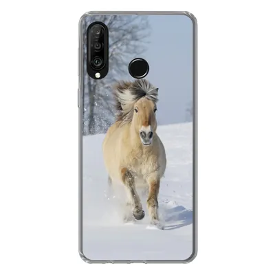 Obrázek produktu pro Kryt na mobilní telefon pro Huawei P30 Lite Běžící kůň ve fjordu na sněhu Silikonové měkké pouzdro
