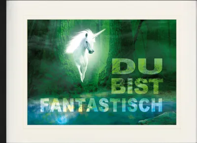 Produktbild von Einhörner Gerahmtes Bild Mit Edlem Passepartout | Wand-Bilder | Im Bilderrahmen - Du Bist Fantastisch (60 x 80 cm)