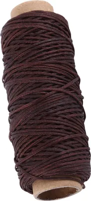 Obrázek produktu pro 50 m voskovaná nit, plochá, 1 mm, na kožené výrobky, tašky, kabelky, šicí nit (tmavě hnědá)
