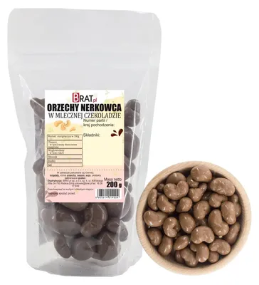 Zdjęcie produktu dla Orzechy nerkowca w mlecznej czekoladzie 200g