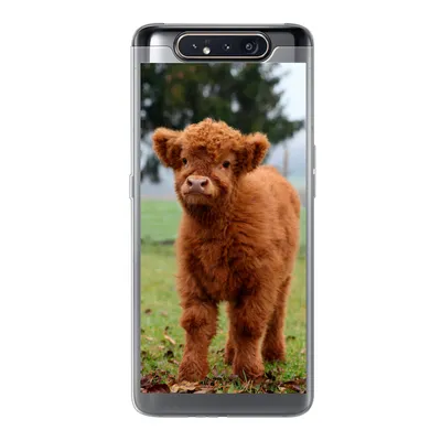 Produktbild von MuchoWow® Handyhülle Schutzhülle Hülle für Samsung Galaxy A80 Scottish Highlander - Kalb - Gras Silikon Softcase Handy Hülle - Schutzdeckel