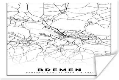 Produktbild von MuchoWow® Poster Bremen - Stadtplan - Karte 60x40 cm - Schlafzimmerdekoration