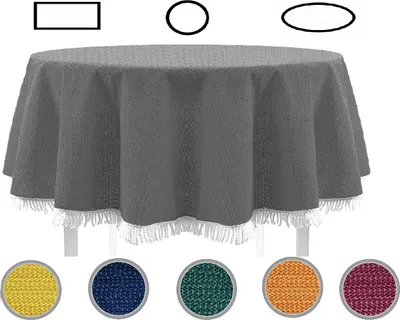 Produktbild von Gartentischdecke mit Fransen Tischdecke Classic 160 cm rund dunkelgrau