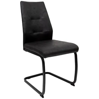 Produktbild von Moderne Esszimmerstühle in Lederoptik - gepolsterte Freischwinger mit robustem Metallgestell - pflegeleichte Schwingstühle mit atmungsaktiver Oberfläche,Farbe:Schwarz;Menge:1 St.