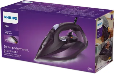 Zdjęcie produktu dla Philips 7000 series DST7051/30 Żelazko parowe HV ciemnofioletowe, Żelazko parowe, Stopa SteamGlide Elite, 2 m, 250 g/min, Fioletowy, 50 g/min