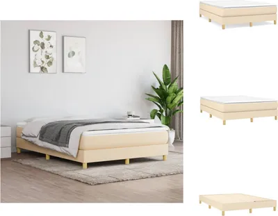 Produktbild von vidaXL Boxspringbett Creme 140x200 cm Stoff -  Betten & Bettgestelle