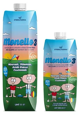 Obrázok produktu pre MONELLO 3, mliečna výživa pre deti od 1 do 3 rokov, tekutá, 1 liter