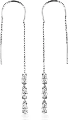 Produktbild von Dkeniz Ohrhänger 925/- Sterling Silber 8cm Weiß Zirkonia weiß 145230068
