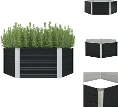 Produktbild von vidaXL Hochbeet Anthrazit 129 x 129 x 45 cm Verzinkter Stahl - Blumentöpfe & Pflanzgefäße