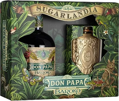 Produktbild von Don Papa Baroko Rum, Geschenkset mit Flachmann, 40% Vol. 0,7 l